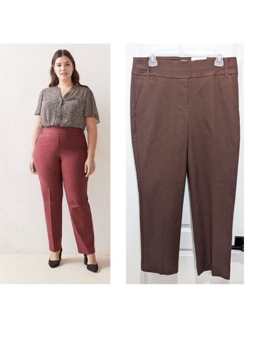 Nwt Addition Elle | Savvy Universal Fit Straight Leg Pant in Brown